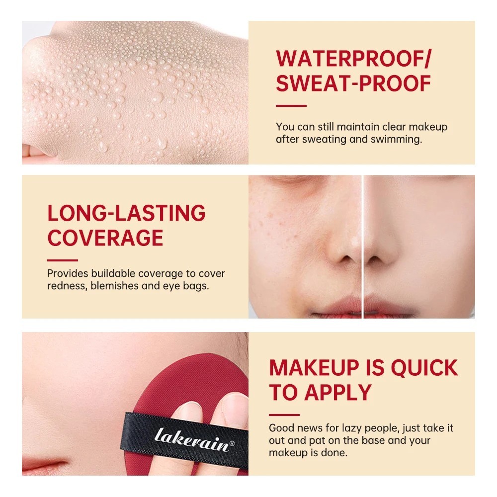 Sunscreen Cushion Foundation Full Coverage Waterproof Long Lasting Makeup Base