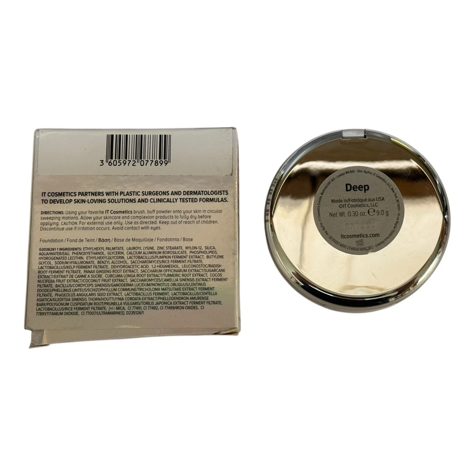 IT COSMETICS BYE BYE FOUNDATION POWDER DEEP NIB .30OZ