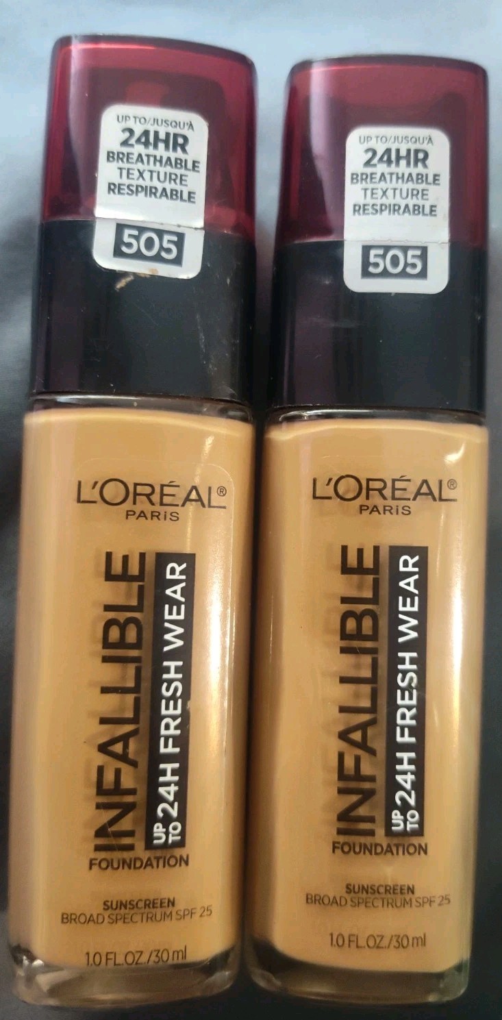 Lot of 2 L’Oreal Infallible 24Hr Fresh Wear Foundation 505 Toffee 1 oz each New