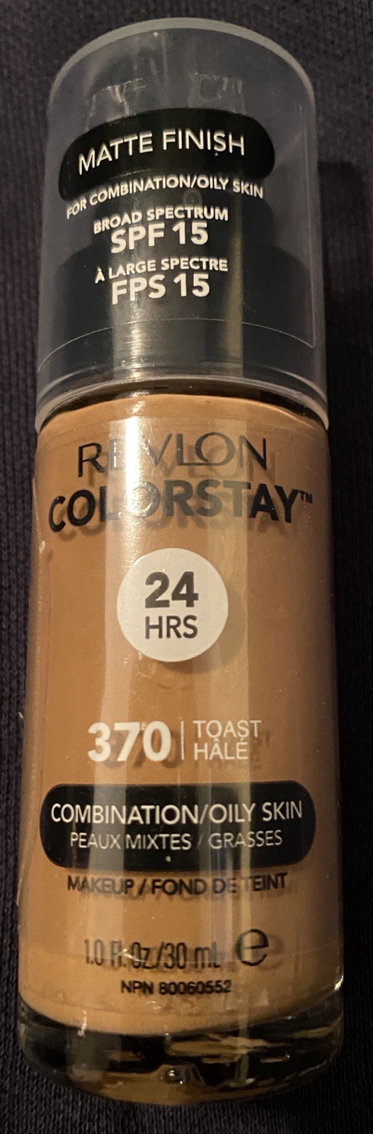 Revlon ColorStay Makeup Foundation Combination/Oily Skin 370 Toast. SPF15.
