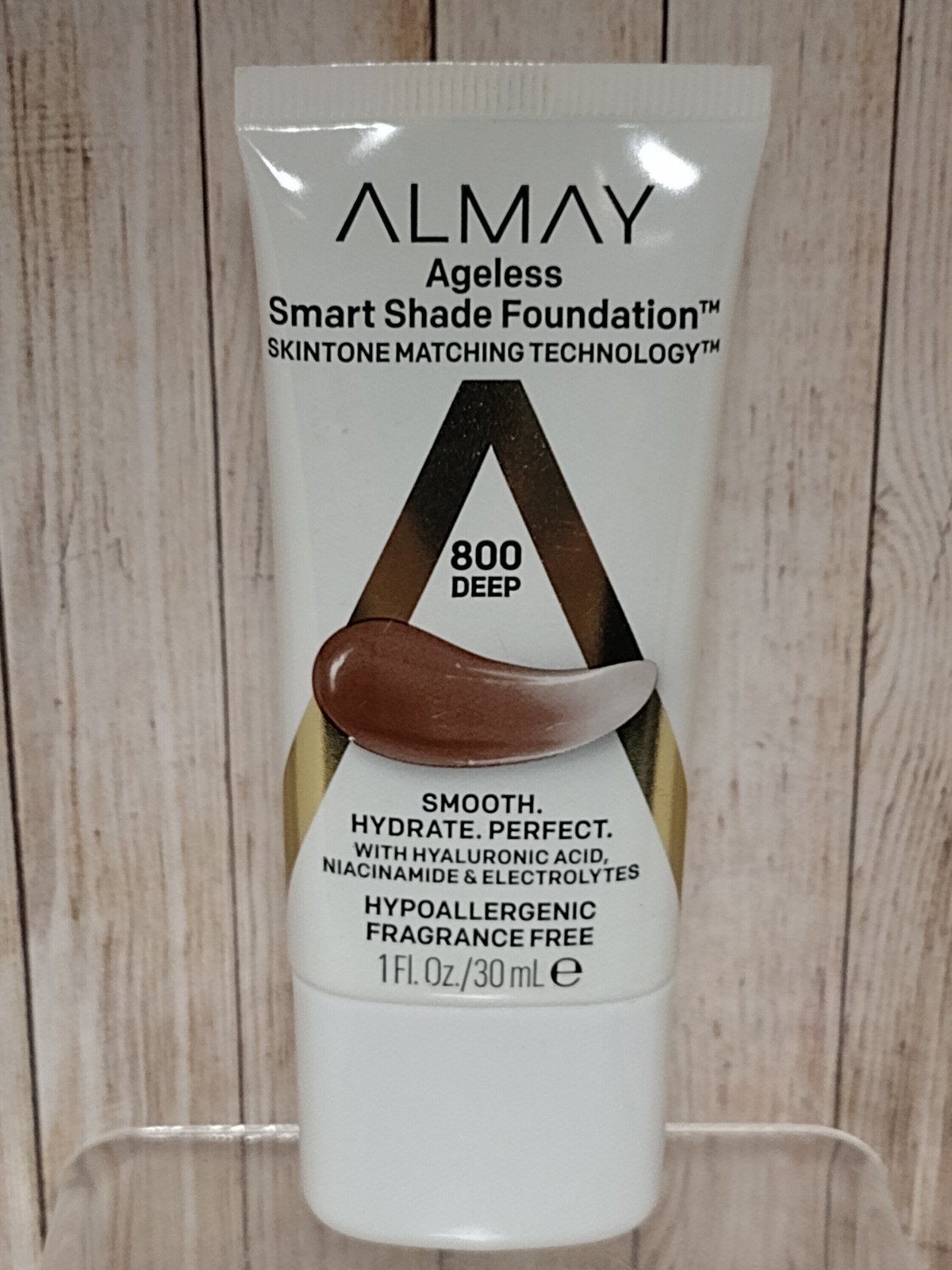 Almay AGELESS SMART SHADE FOUNDATION Hyaluronic Acid Niacinamide 1 oz 800 DEEP