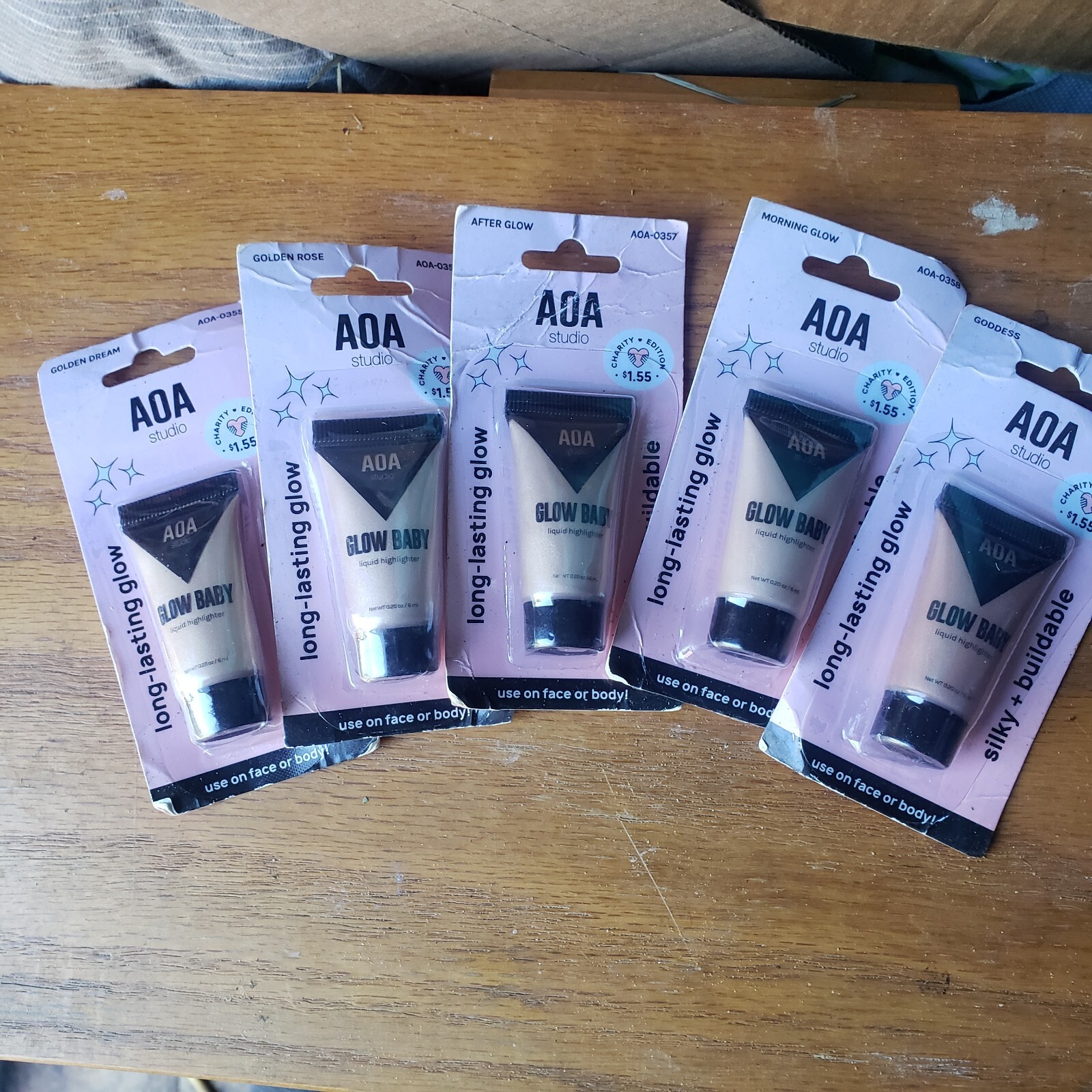 Lot of 5- AOA Studio Glow Baby Liquid Highligher 0355-0359