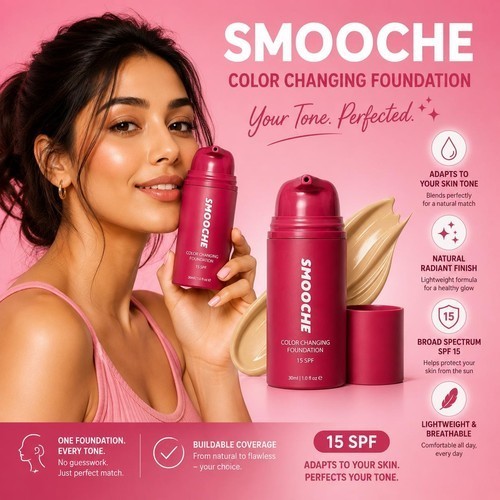Smooche Korean Color Changing Foundation for All Skin Types Flawless Coverage