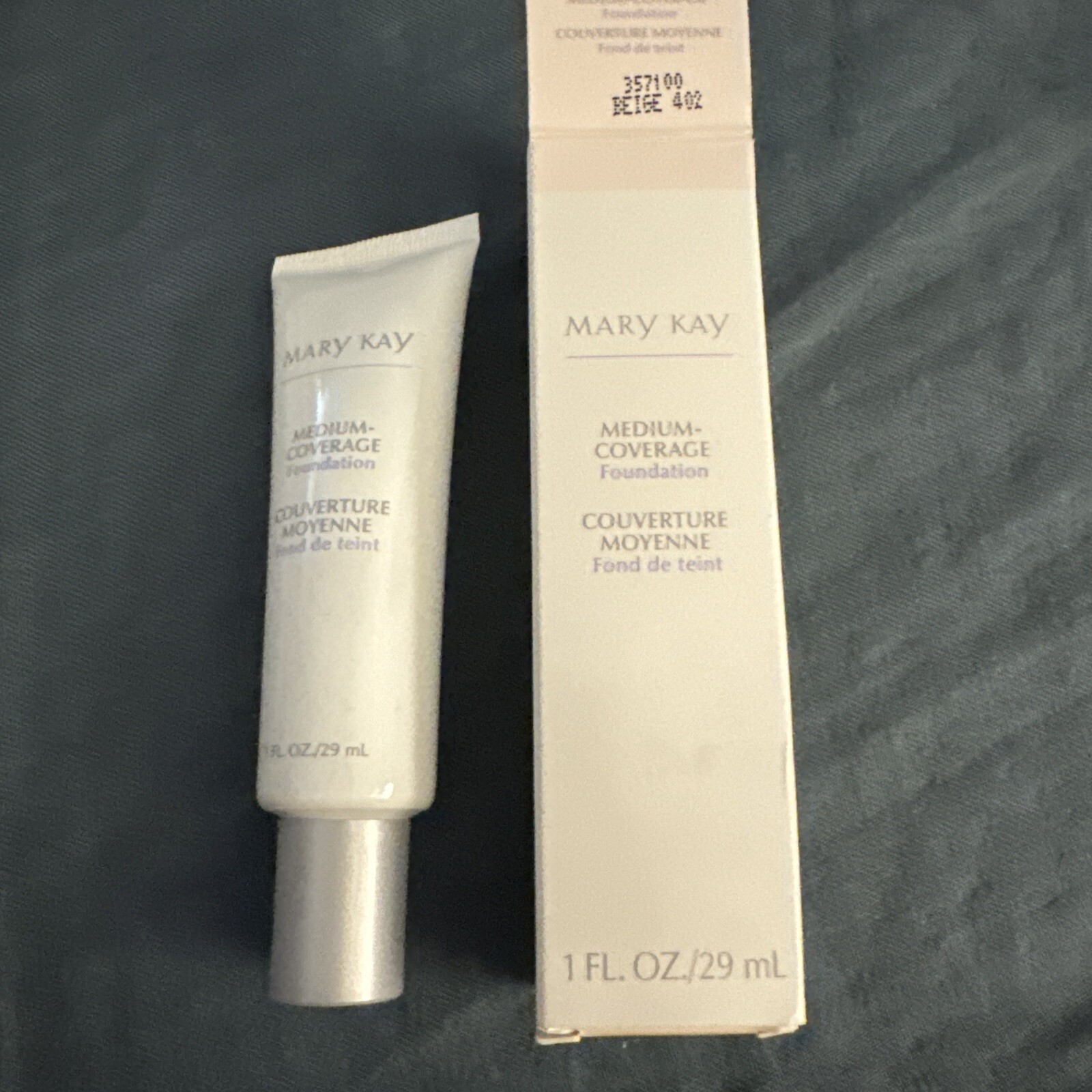 Mary Kay MEDIUM Coverage Foundation Beige 402 – 357100 Gray Cap New with Box