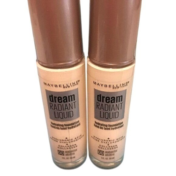 Maybelline Womens Foundation Dream Radiant Hydrating Alabaster 00 Lot of 2 New