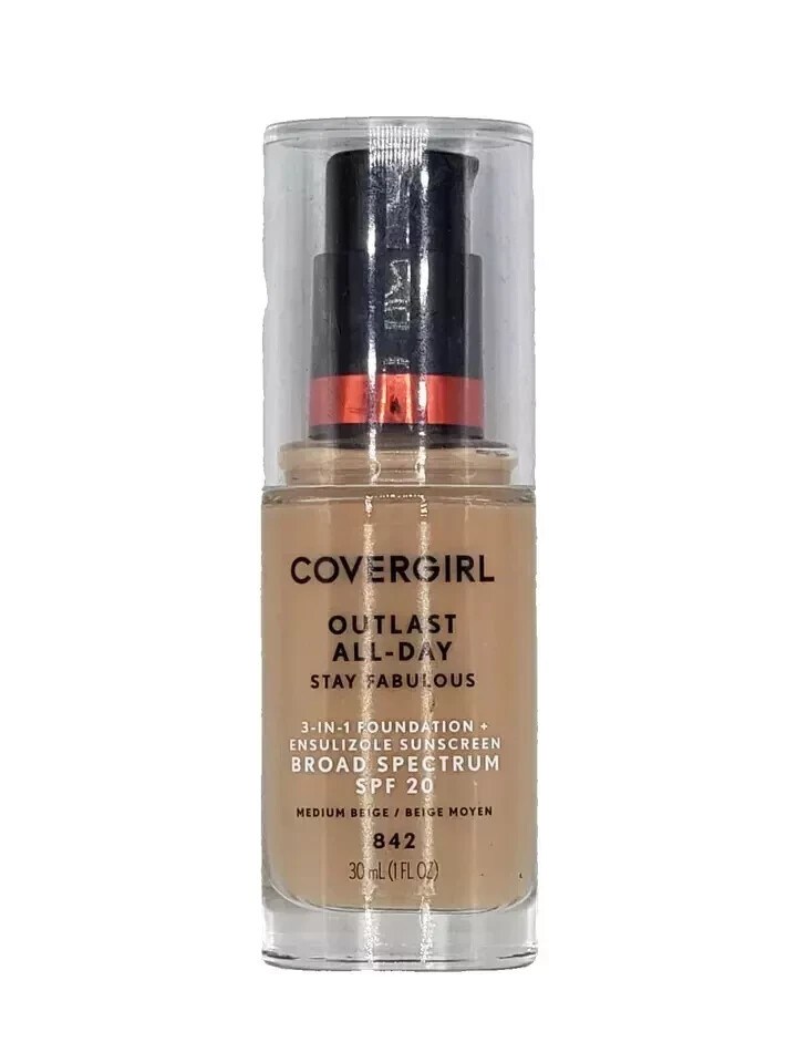 NEW CoverGirl Outlast All Day Stay Fabulous 3-in-1 Foundation- 842 Medium Beige