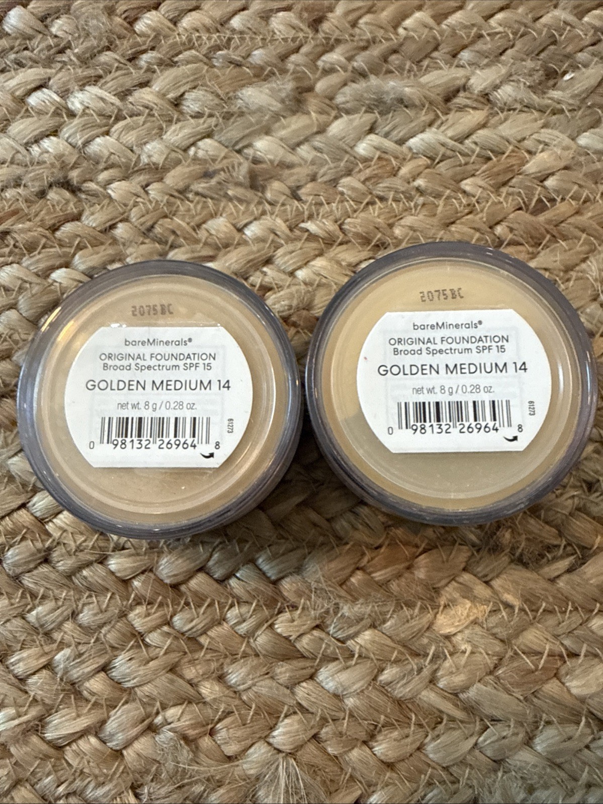 2 BareMinerals Loose Powder Original Foundation SPF 15 Golden Medium 14 0.28 oz