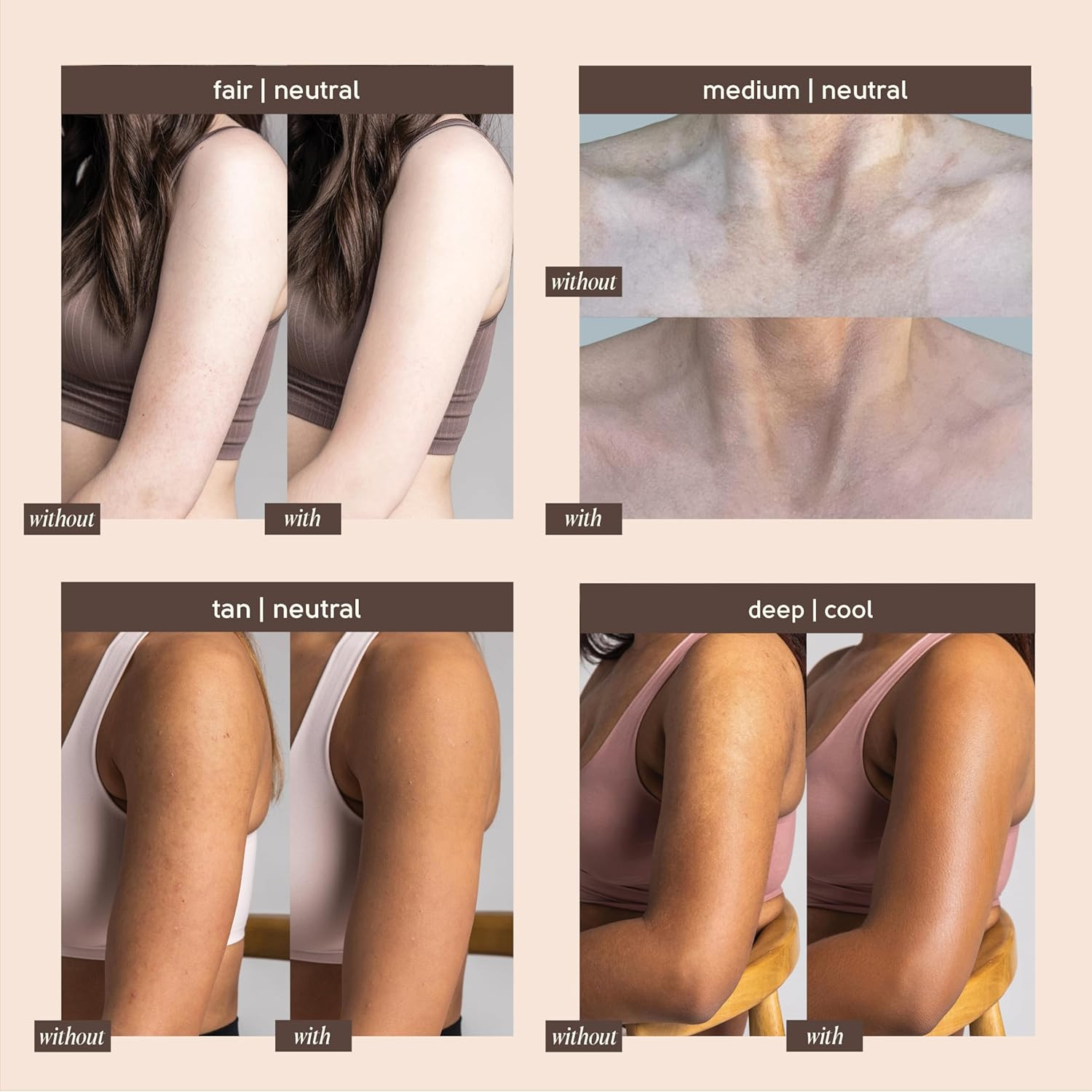 Body Makeup, Water & Transfer Resistant, Medium Coverage Cream, Lasts up to 48 H