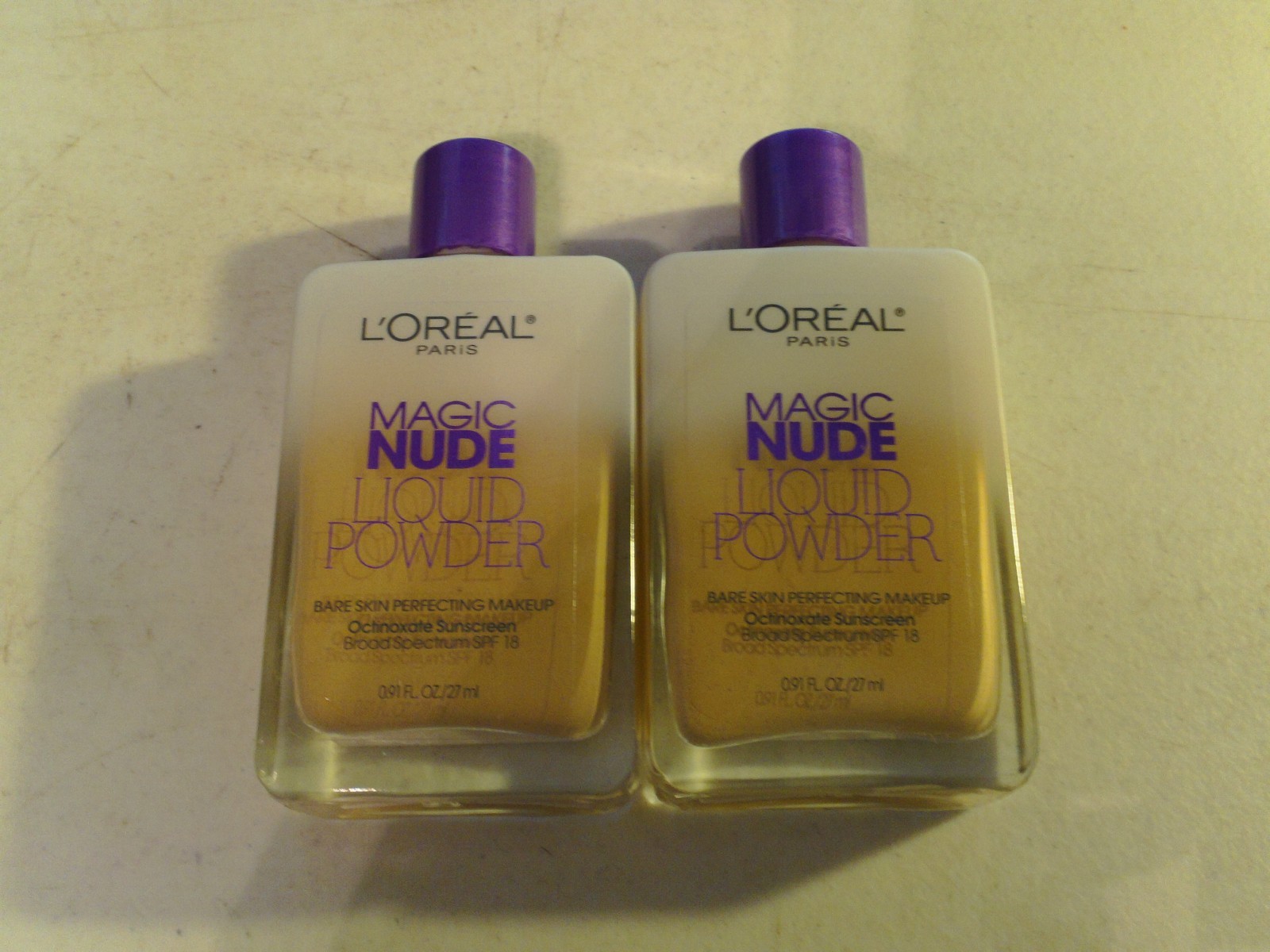 2 bottle lot LOREAL MAGIC NUDE LIQUID POWDER MAKEUP 320 NATURAL BEIGE uns NWOB