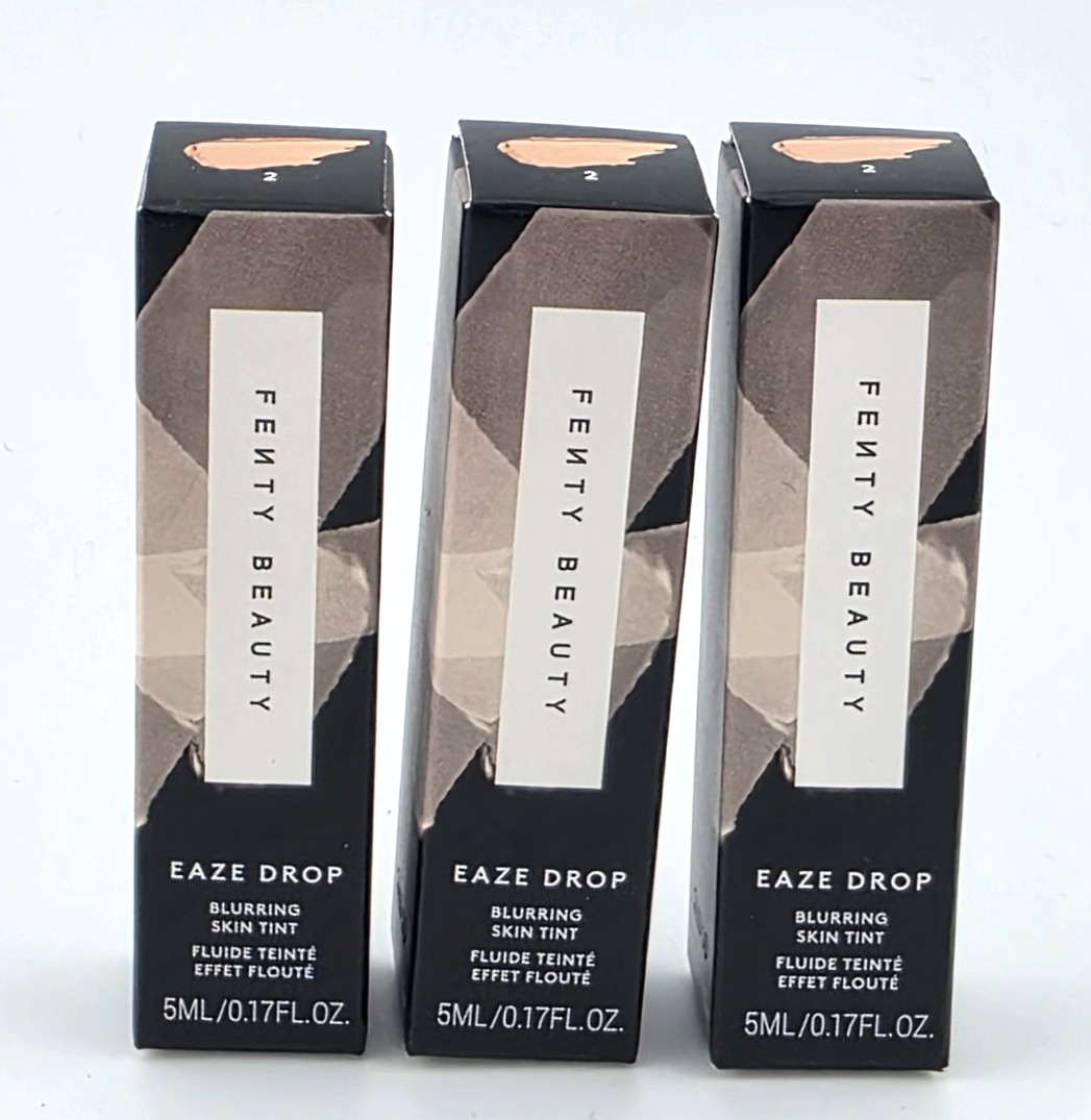 3X Fenty Eaze Drop #2 Blurring Skin Tint Mini Travel Trial Size 0.17 fl.oz Ea