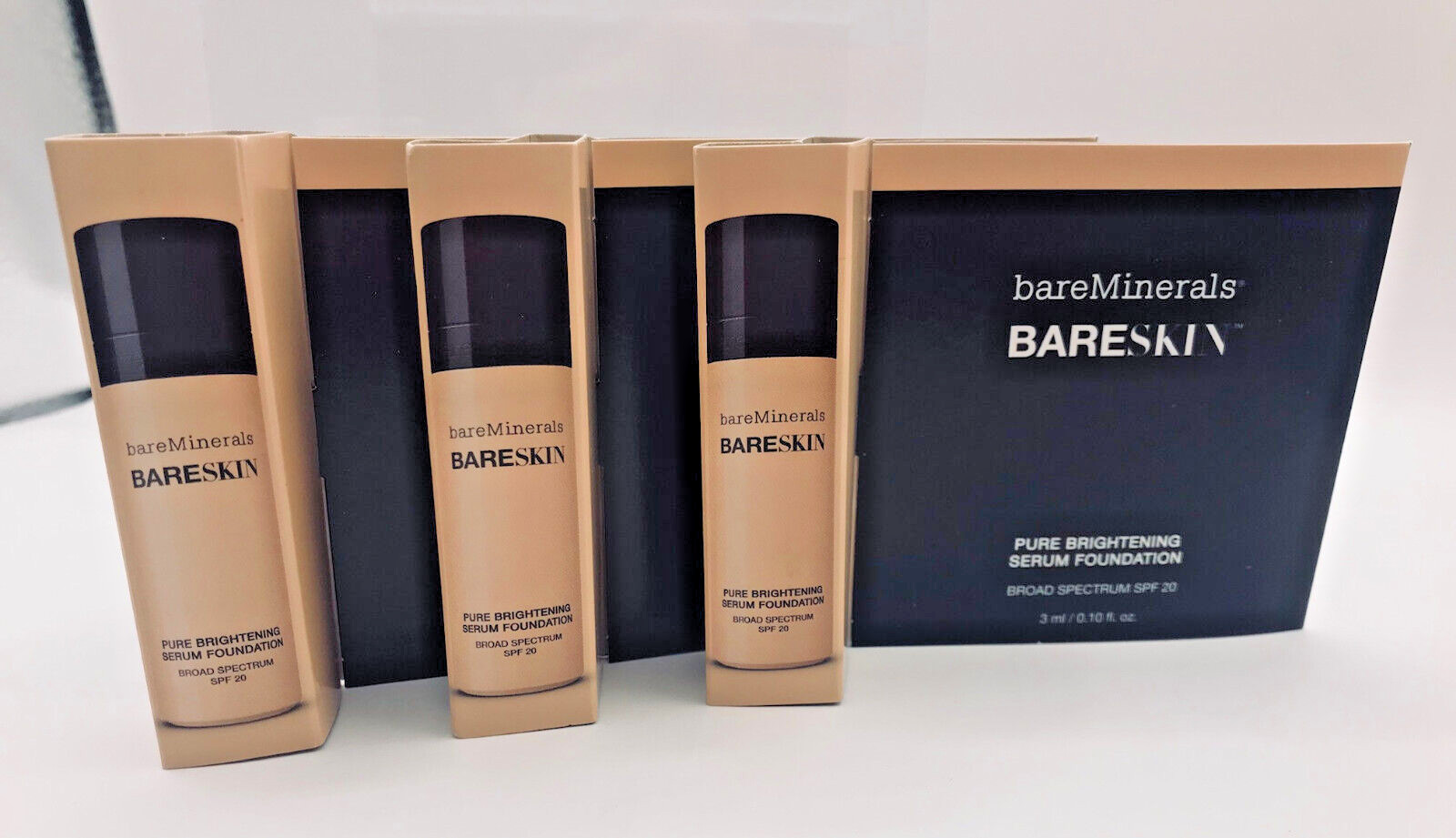 BareMinerals (3 PACK) BareSkin Serum Foundation BARE LINEN 03 sample 3ml 0.1 oz