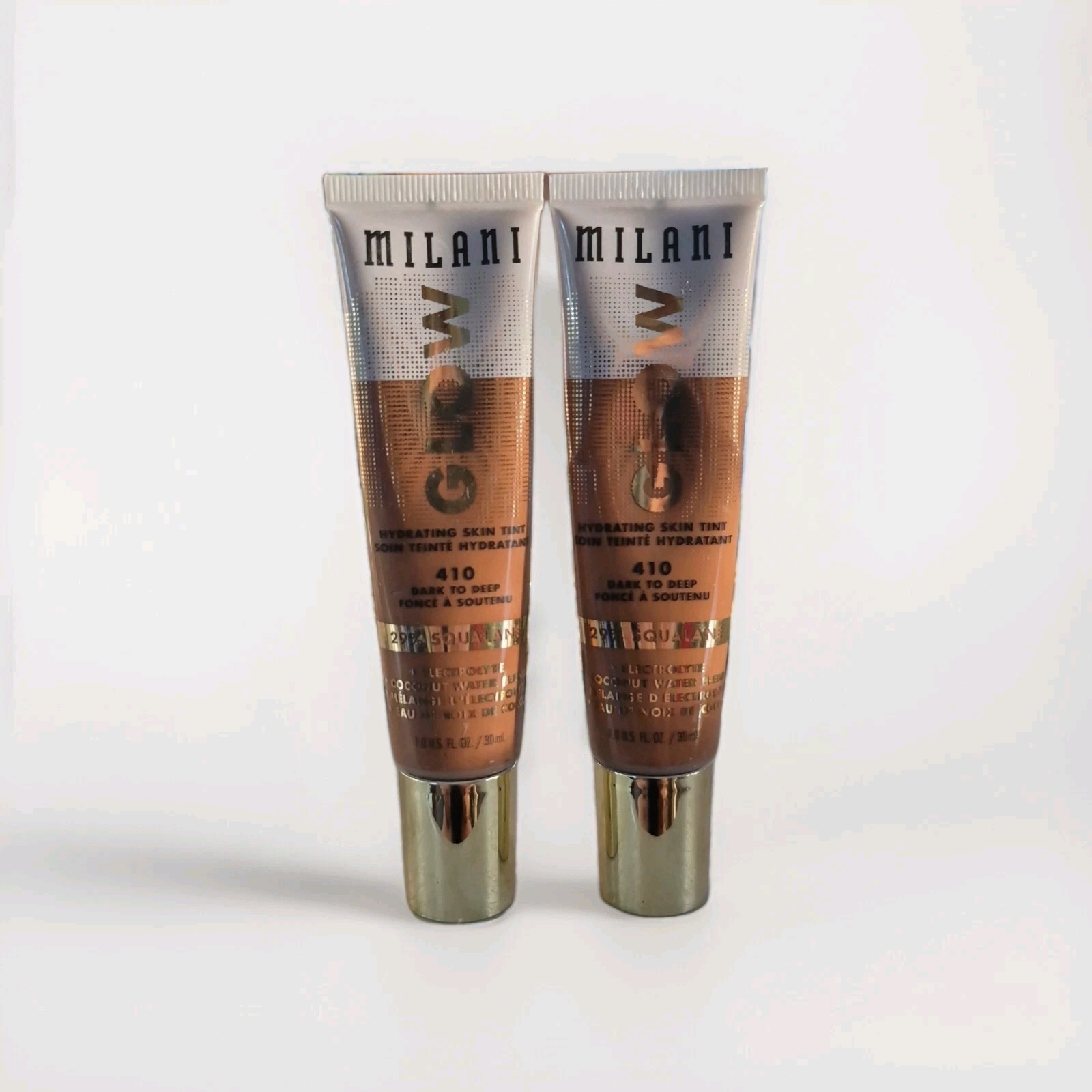 2x MILANI GLOW HYDRATING SKIN TINT #410 DARK TO DEEP ELECTROLYTE COCONUT