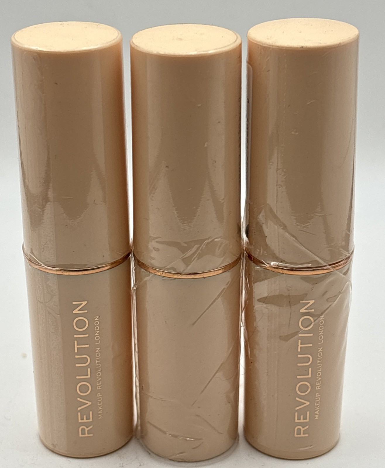 3 pack MAKEUP REVOLUTION FAST BASE STICK FOUNDATION F14 – 0.21 EA NEW & SEALED