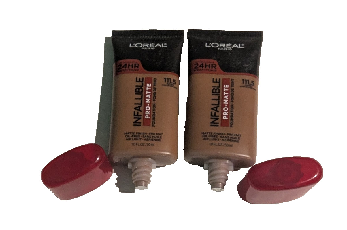 L’Oreal Pro-Matte Liquid Longwear Foundation, 111.5 Nutmeg, 1 fl oz (Pack of 2)