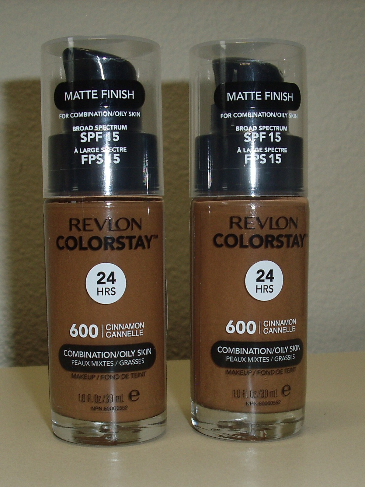 2 Revlon Colorstay 24 Hours Matte Finish Foundation 600 Cinnamon Combo/Oily Skin