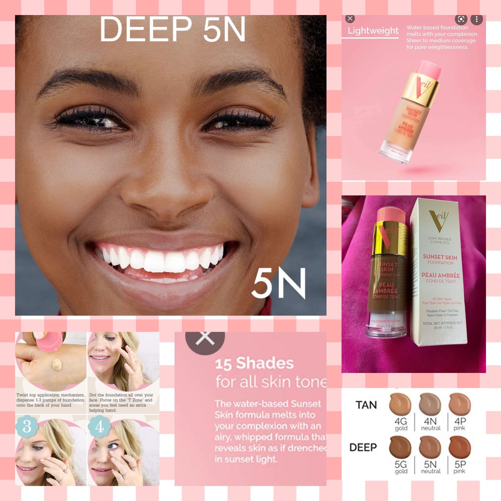 Veil Sunset Skin Foundation Deep 5N Undertones of Neutral FAST SHIP! Medium Dark