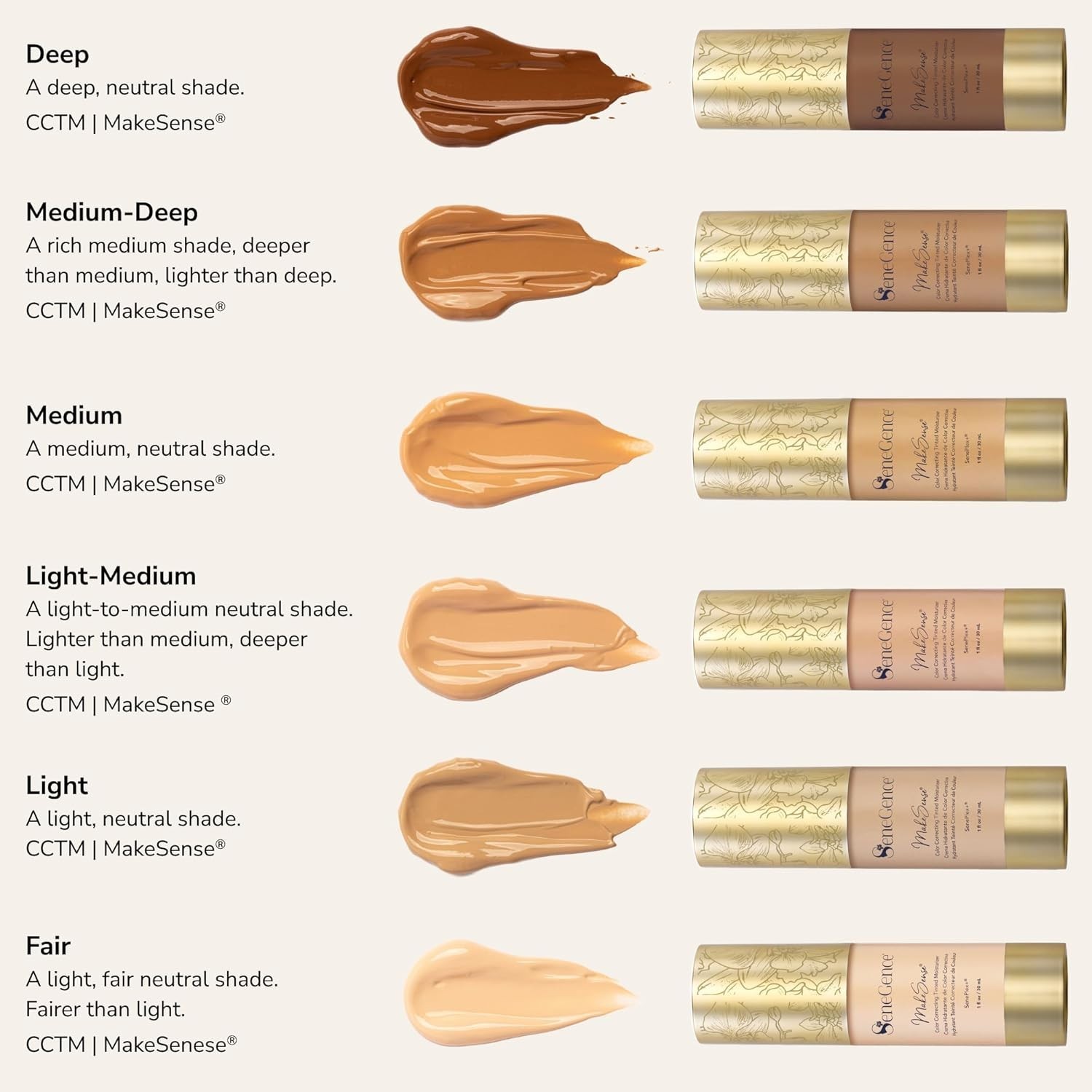 SeneGence MakeSense Color Correcting Tinted Moisturizer CCTM 1oz – Choose Shade