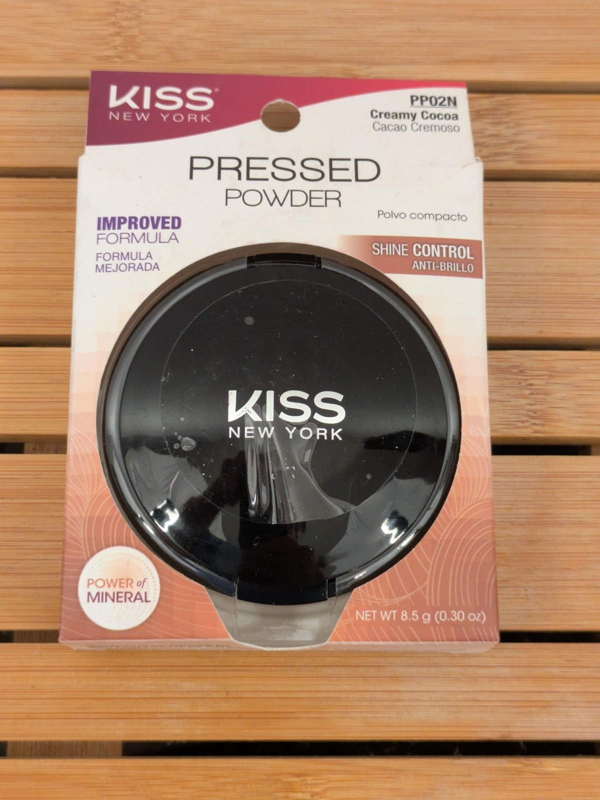 PP02N CREAMY COCOA Kiss New York PRESSED Powder Shine Control 8.5 g / .30 oz NIB