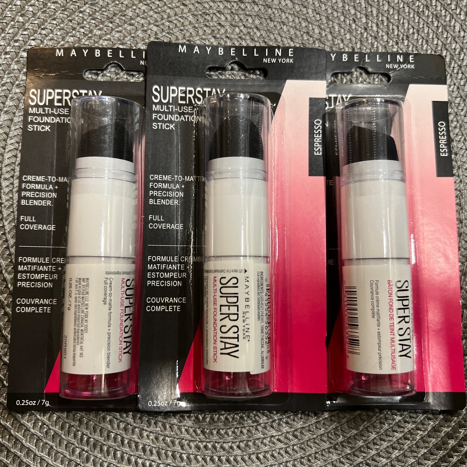 Lot of 3 MAYBELLINE SUPER STAY MULTI USE FOUNDATION STICK CREAM 380 Espresso