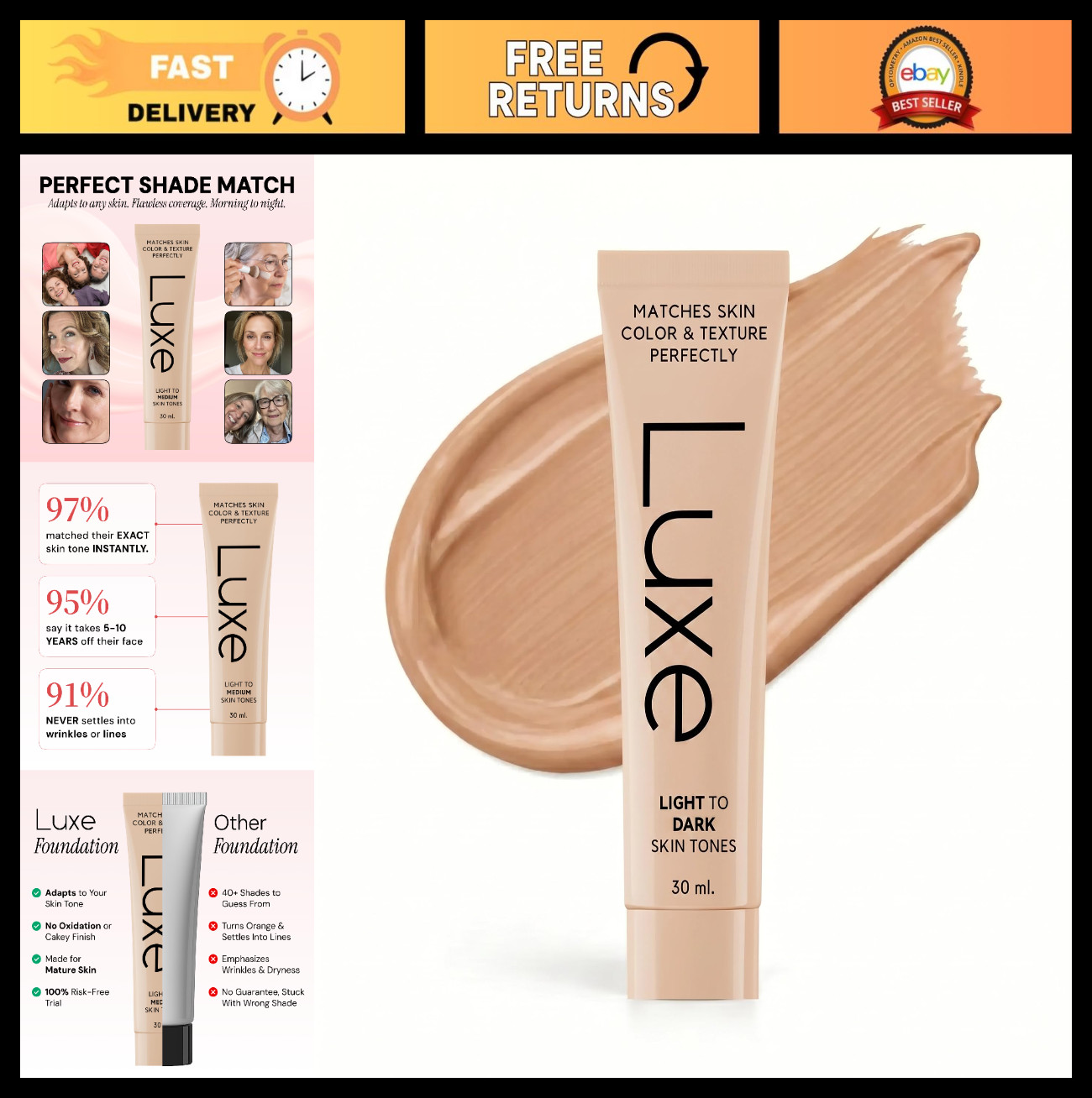 Color Changing Foundation – Light Shade, Flawless Finish, Long-Lasting Makeup