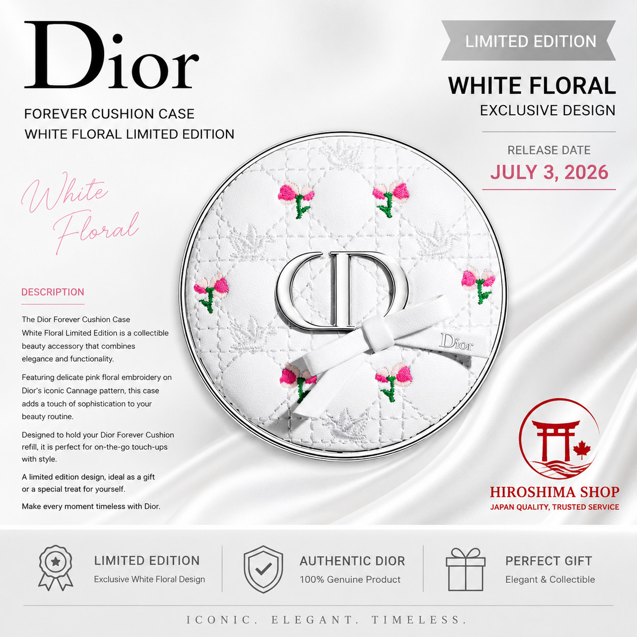PSL Dior Bow Forever Cushion Flower Bow Case Only from Japan New