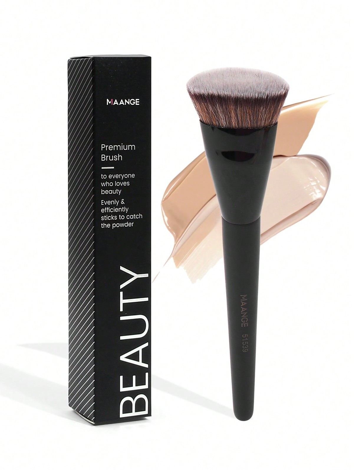 Maange Black Premium Flat Round Foundation Brush 1 Piece