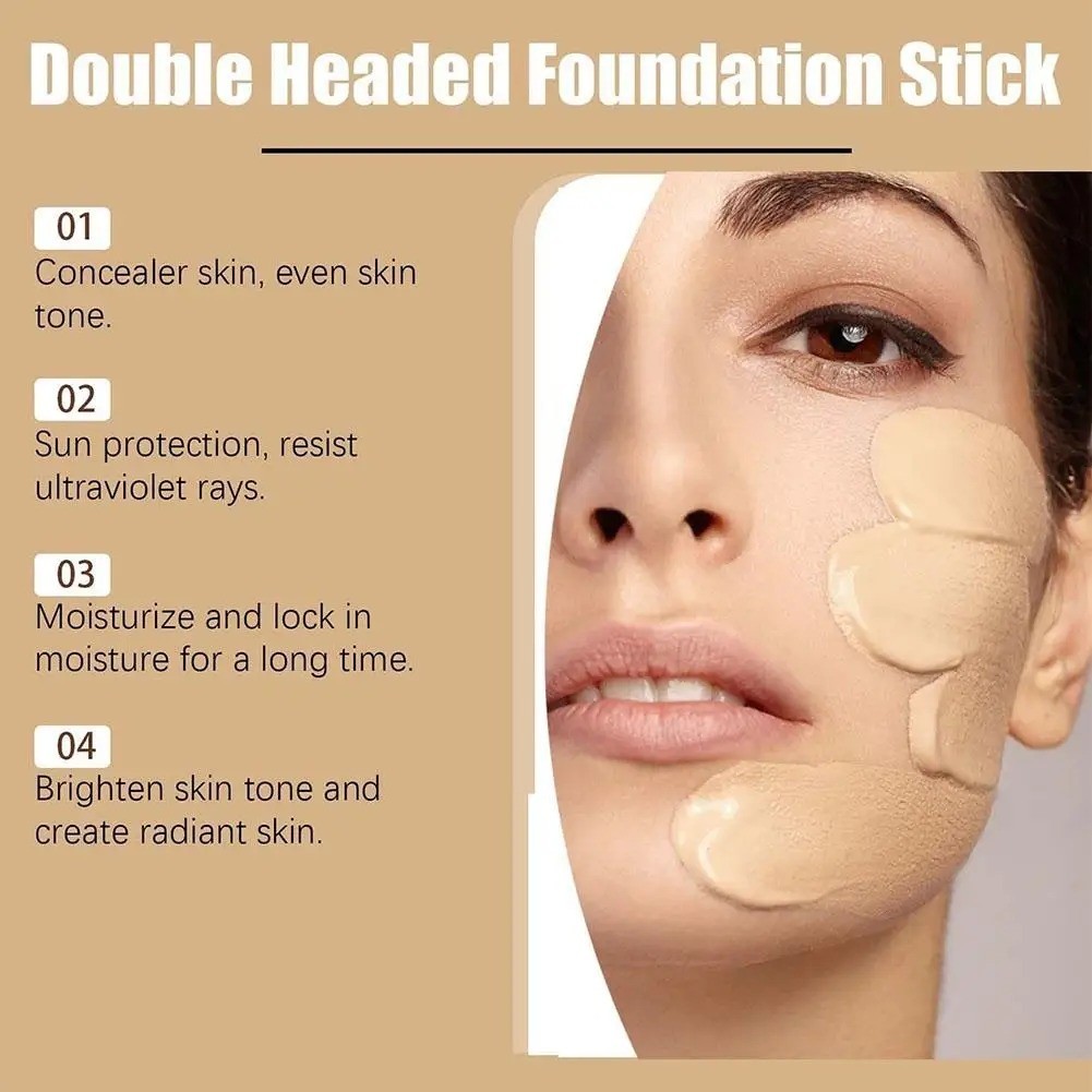 1pc Luminous Dual-Ended Concealer Foundation Stick 3-in-1 Korean Makeup Tool