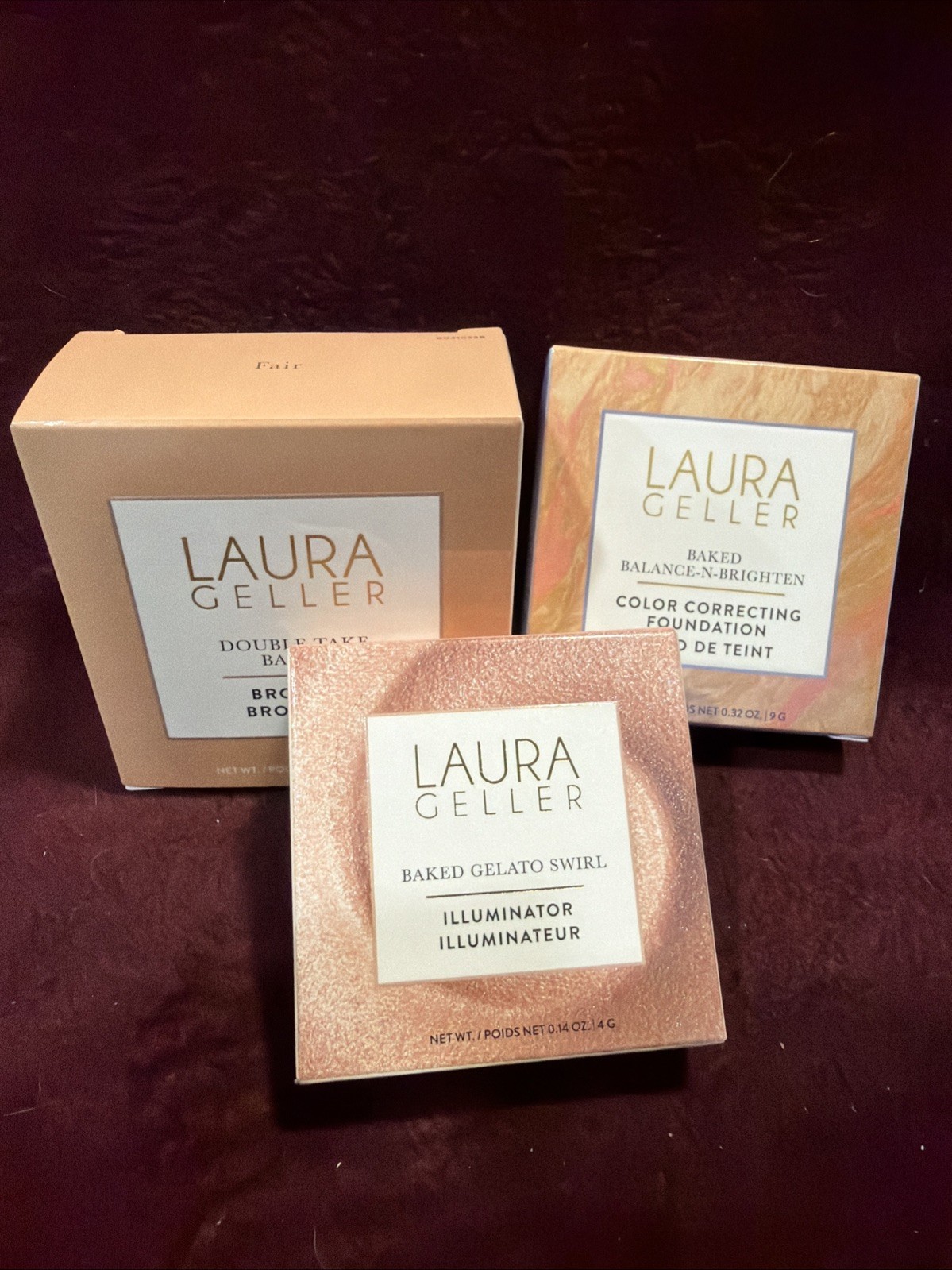 3 Laura Geller Double Take Bake Foundation,Color Correcting & Gelato Illuminator