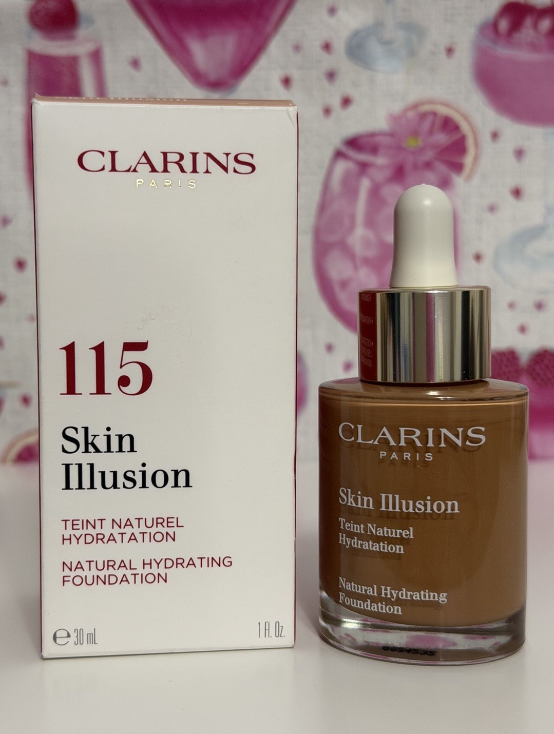 Clarins Skin Illusion Natural Hydrating Foundation 115 COGNAC New In Box!