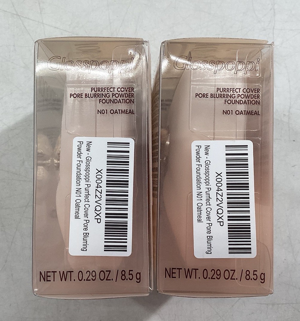 Glosspoppi Pore Blurring Purrfect Cover Powder Foundation N01 Oatmeal 2pk