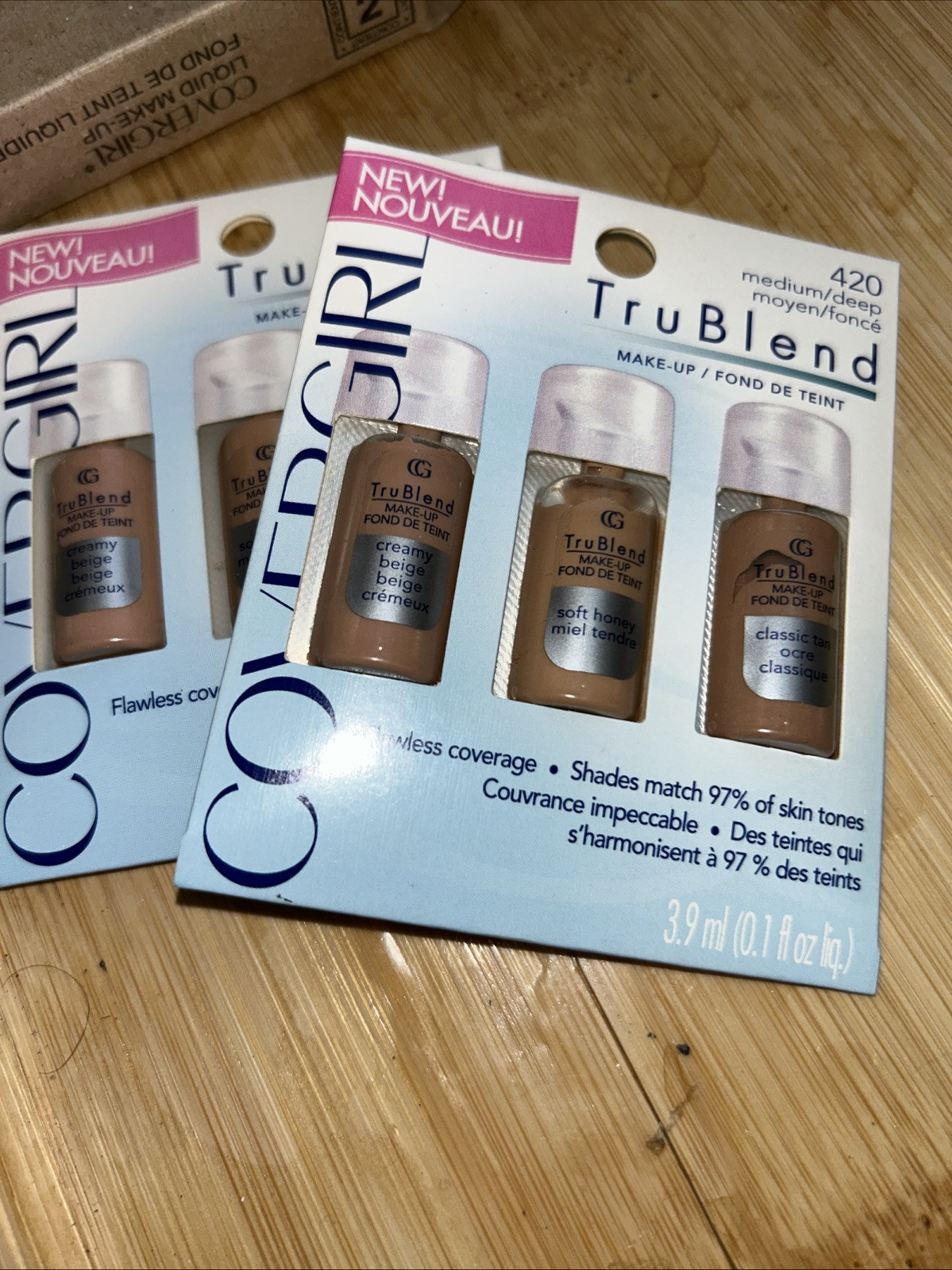 Lot Of 2 CoverGirl Travel Sample TruBlend Foundation #420 Medium/Deep