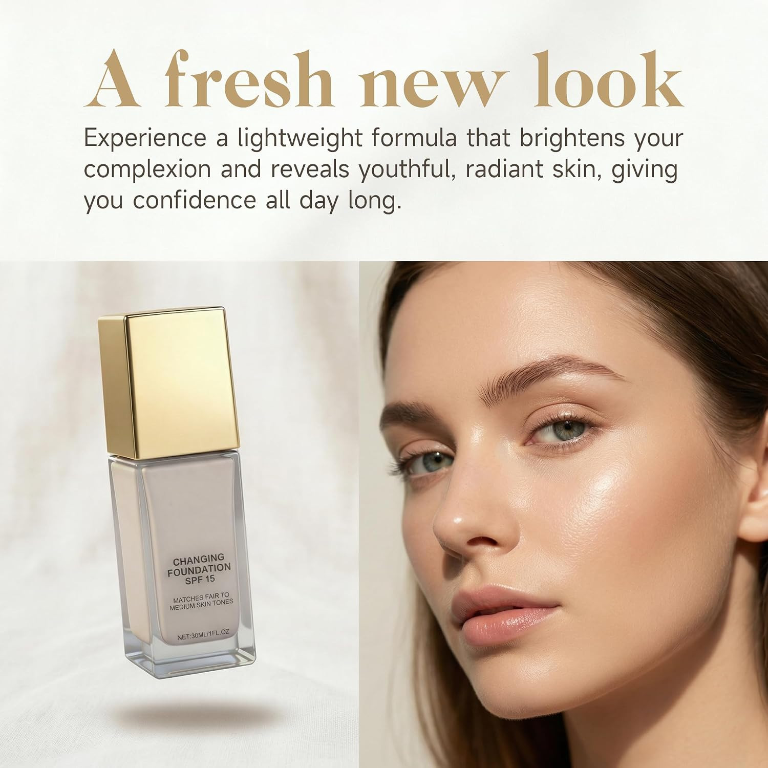 Color Changing Foundation for Mature Skin, 2026 New 2-In-1 Hydrating Lightweight