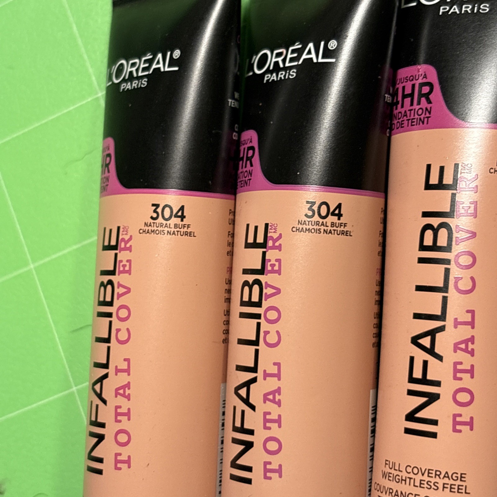 3-Loreal Paris 24 hr INFALLIBLE Total Cover Foundation #304 NATURAL BUFF Sealed