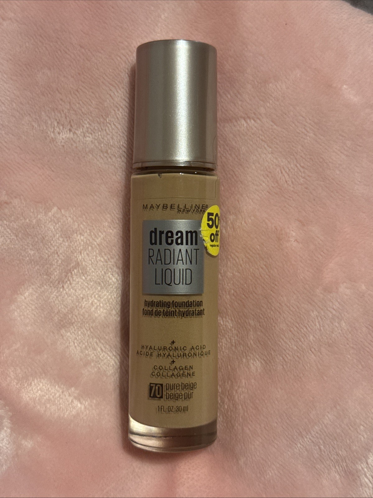Maybelline Dream Radiant Liquid Hydrating Foundation 70 Pure Beige 1oz RARE HTF