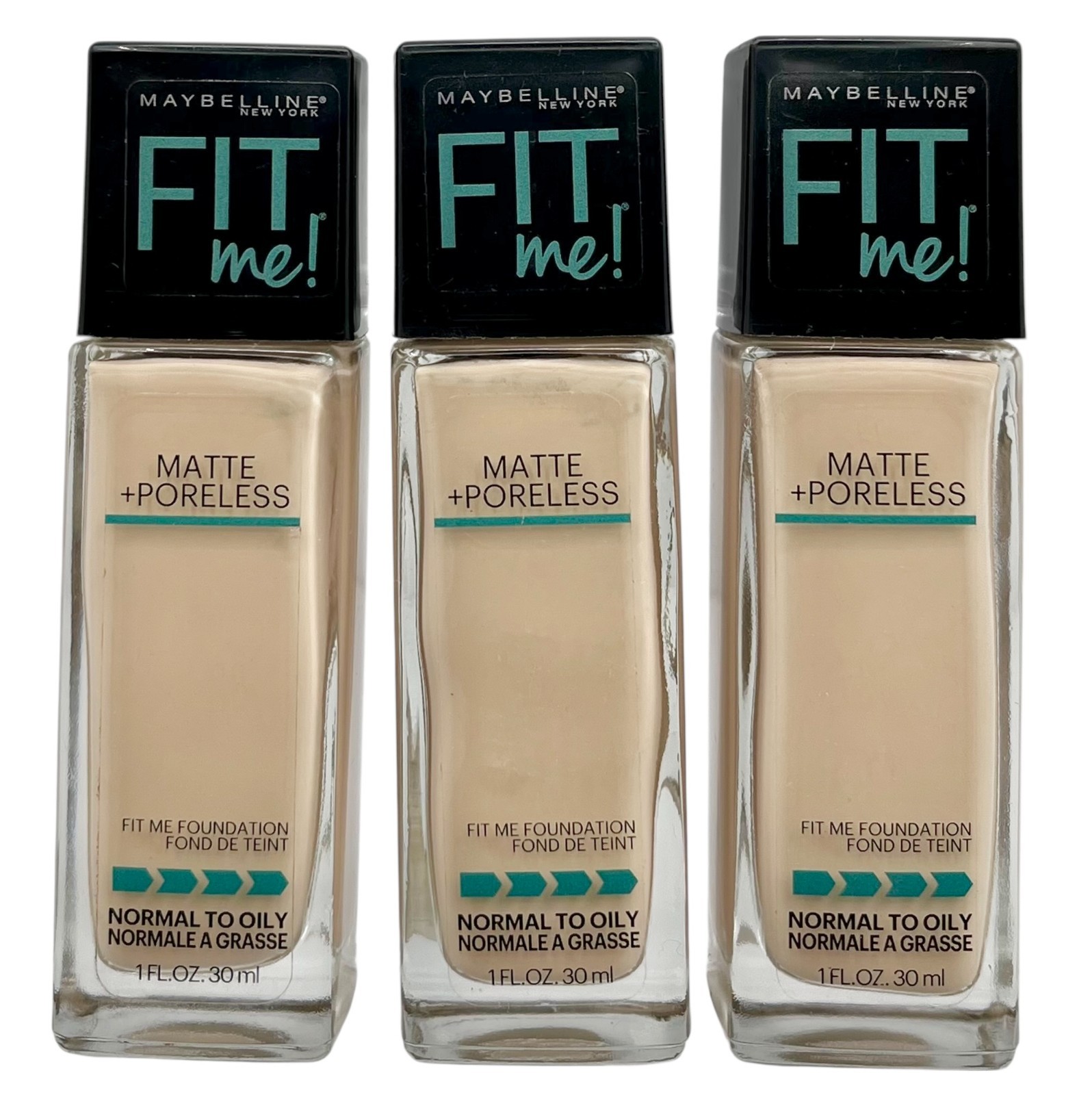 3 Pack Maybelline FIT me Matte + Poreless Liquid Foundation 110 Porcelain