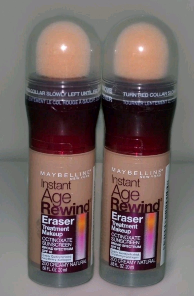 2X Maybelline Instant Age Rewind Eraser Treatment Makeup Creamy Natural 200 NEW