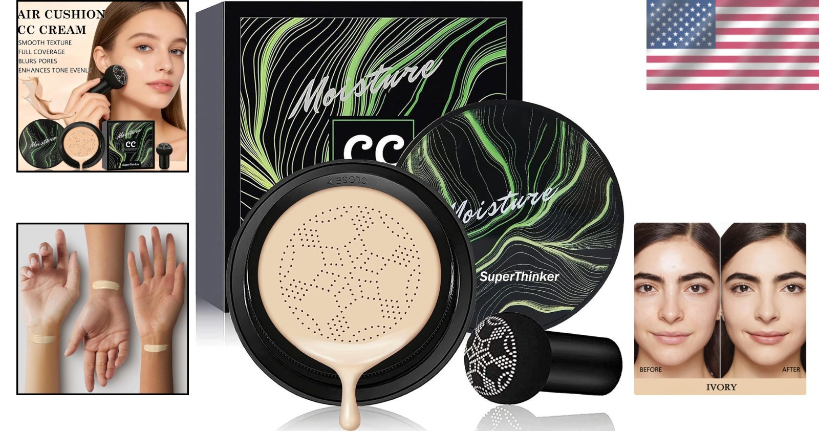 Even Skin Tone CC Cream Foundation with Elastic Sponge – Perfect for Mature Skin