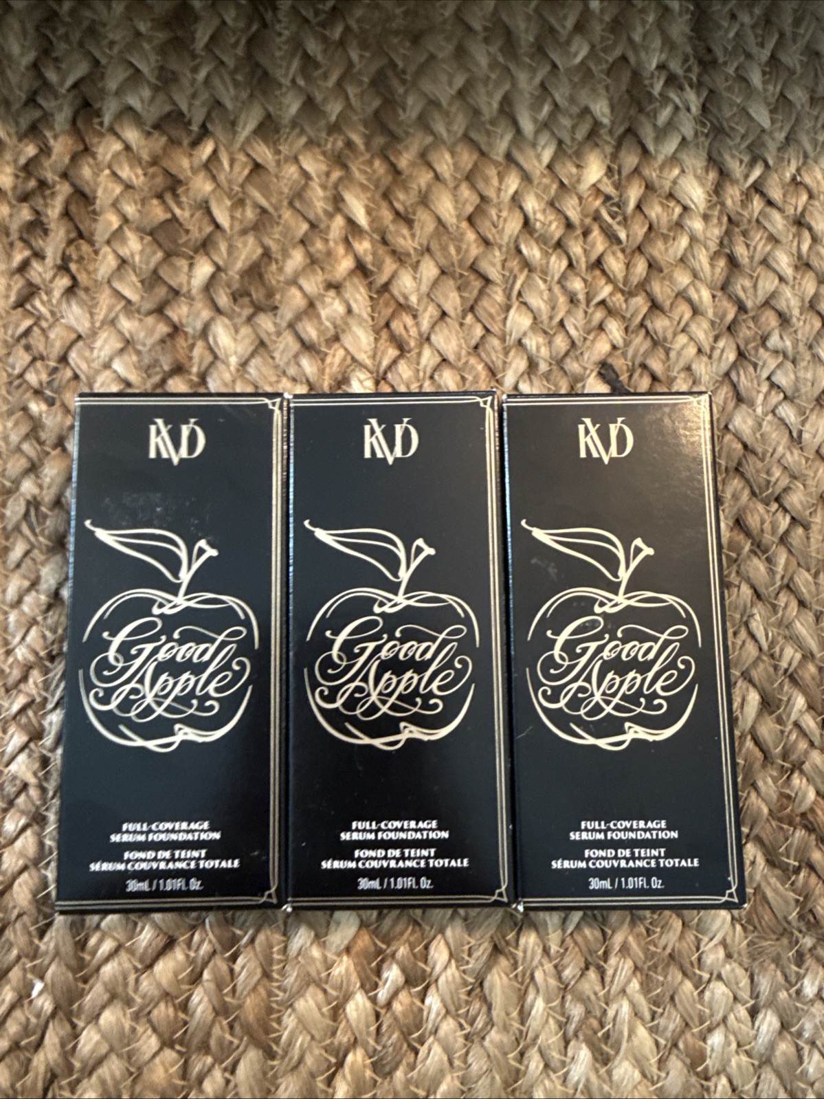 3 PACK Kat Von D, KVD Beauty Good Apple Full-Coverage Transfer-Proof 070 Tan