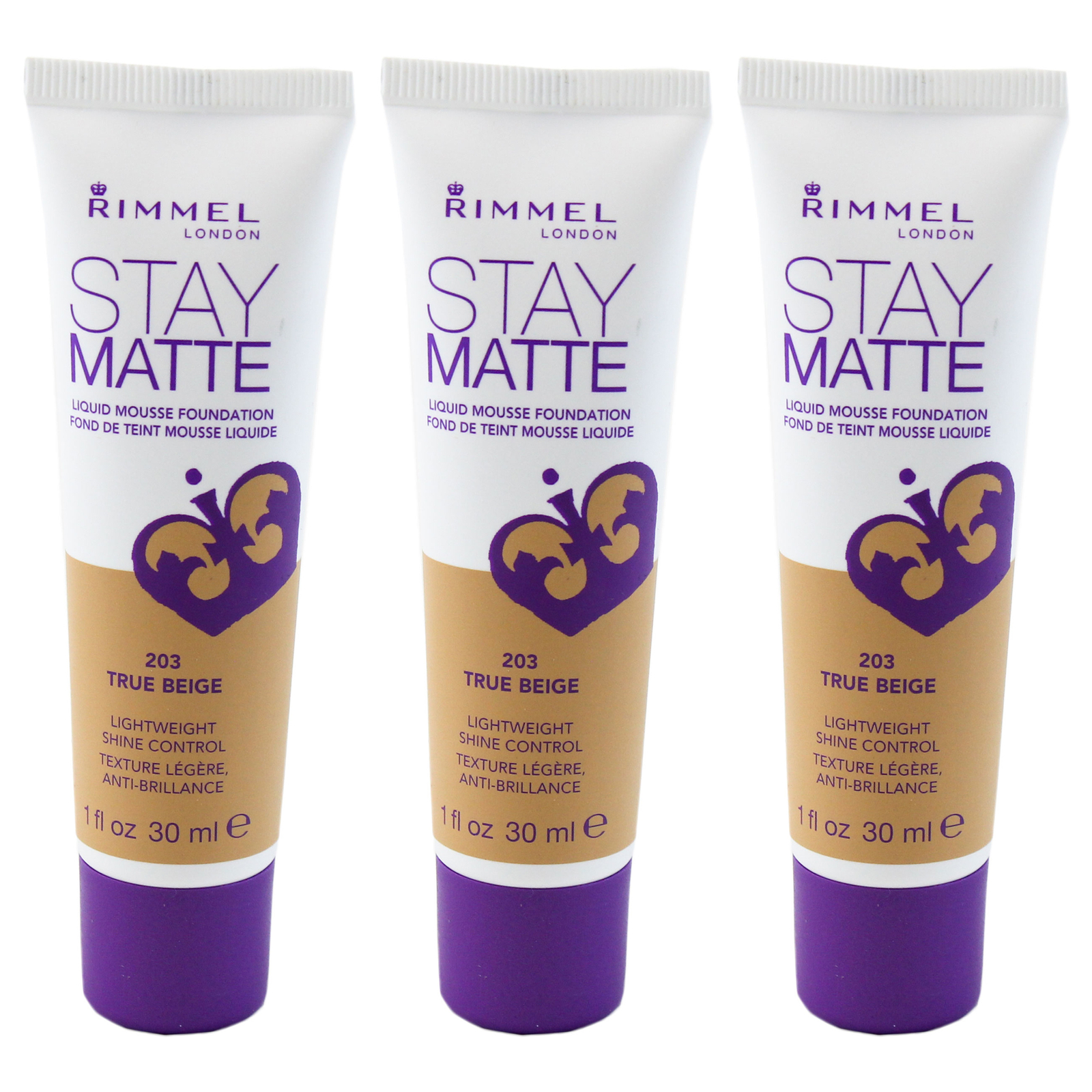 (3 Pack) New Rimmel Stay Matte Liquid Mousse Foundation – 203 True Beige