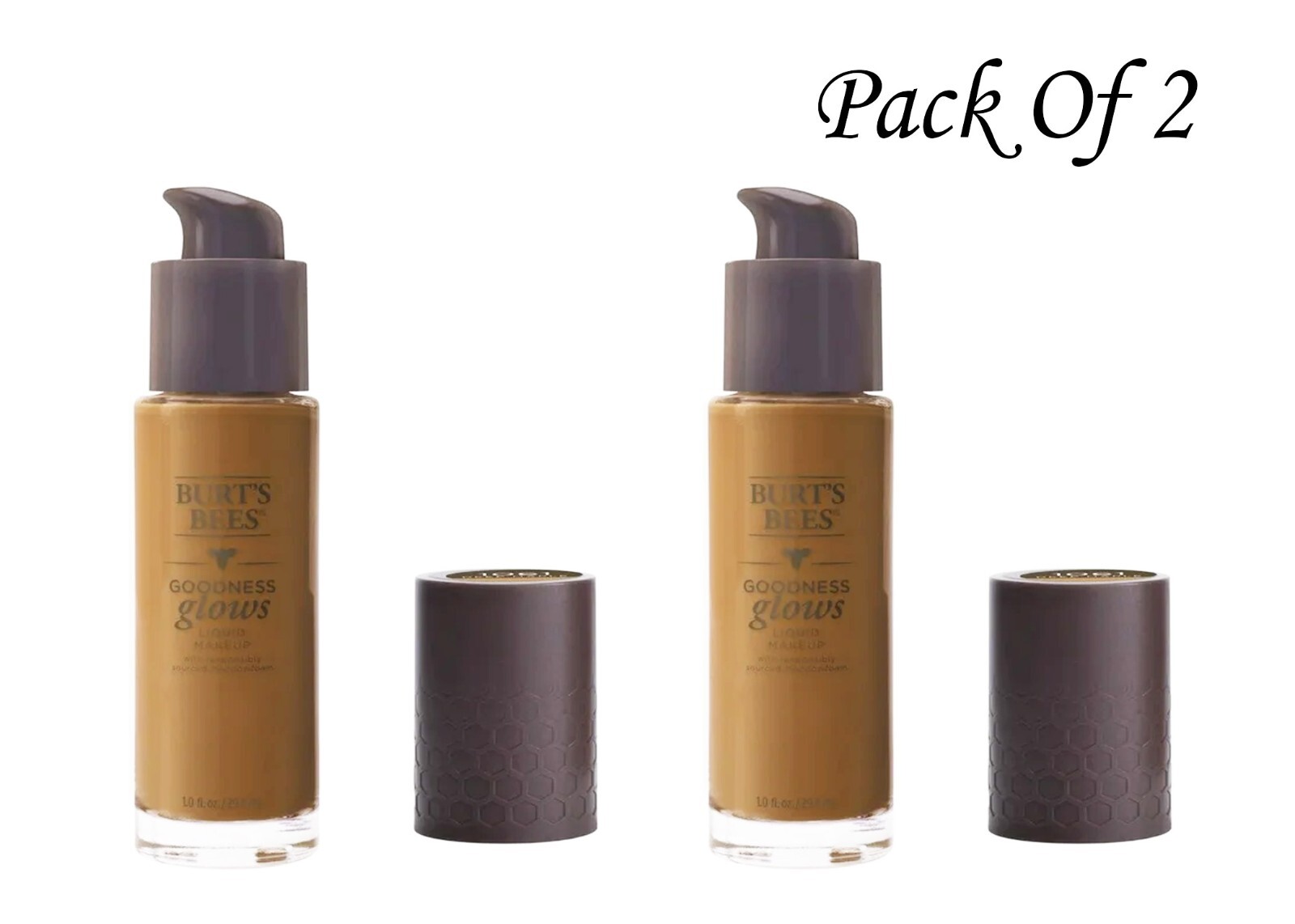 Burt’s Bees Goodness Glows Liquid Foundation, Deep Maple, 1.0 Ounce (Pack Of 2)
