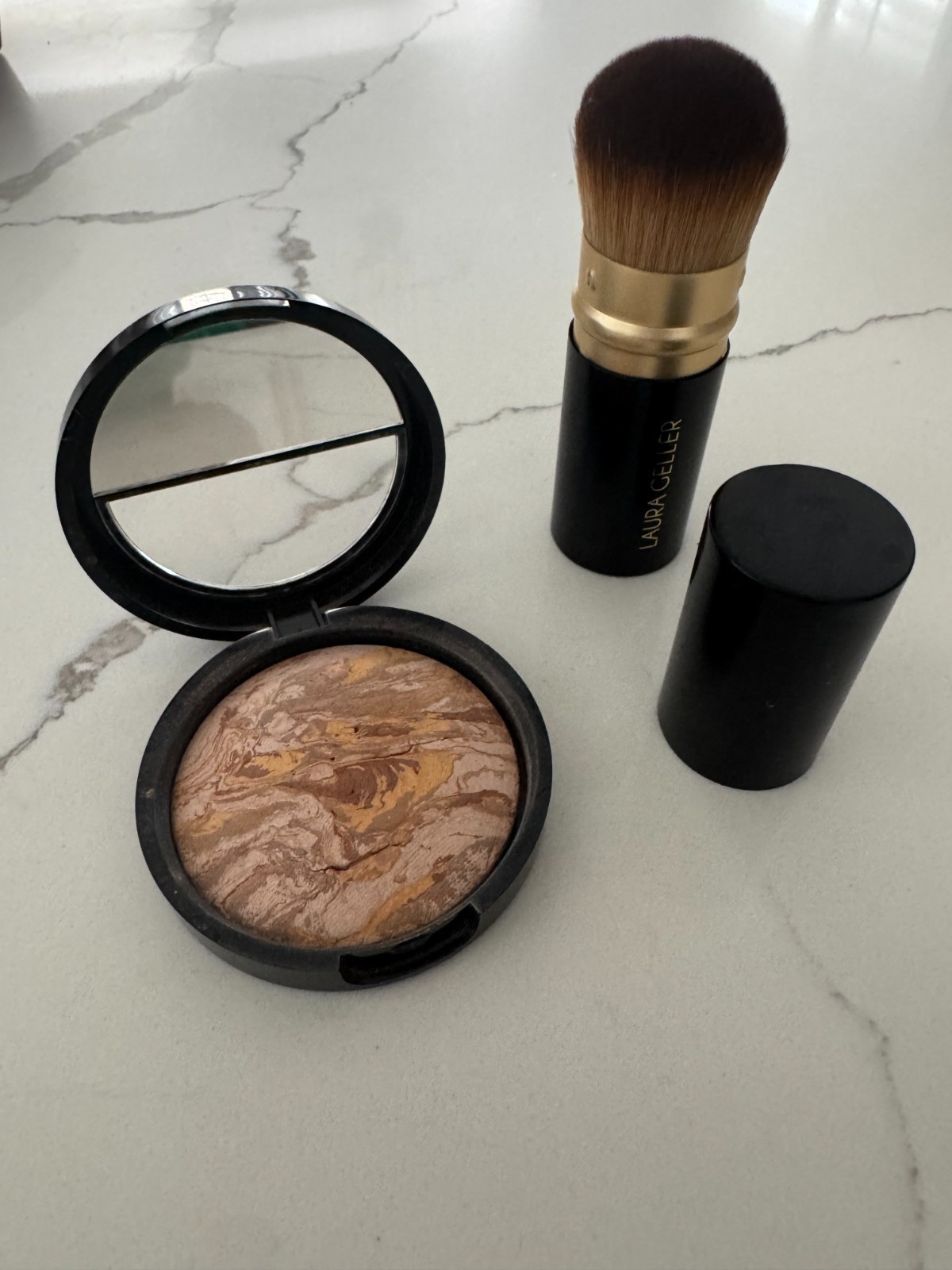 Geller Baked Balance-N-Brighten Correcting Powder Foundation Medium w/Brush