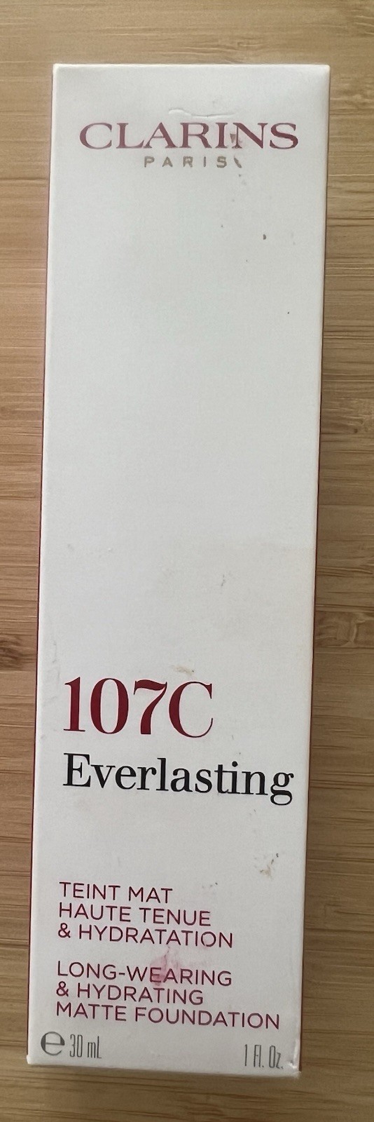 Clarins Everlasting Foundation + 107C Beige Full Coverage Matte Liquid 30mL
