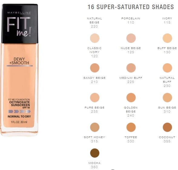 Maybelline DEWY & SMOOTH Fit Me! Liquid Foundation – Choose Your Shade New