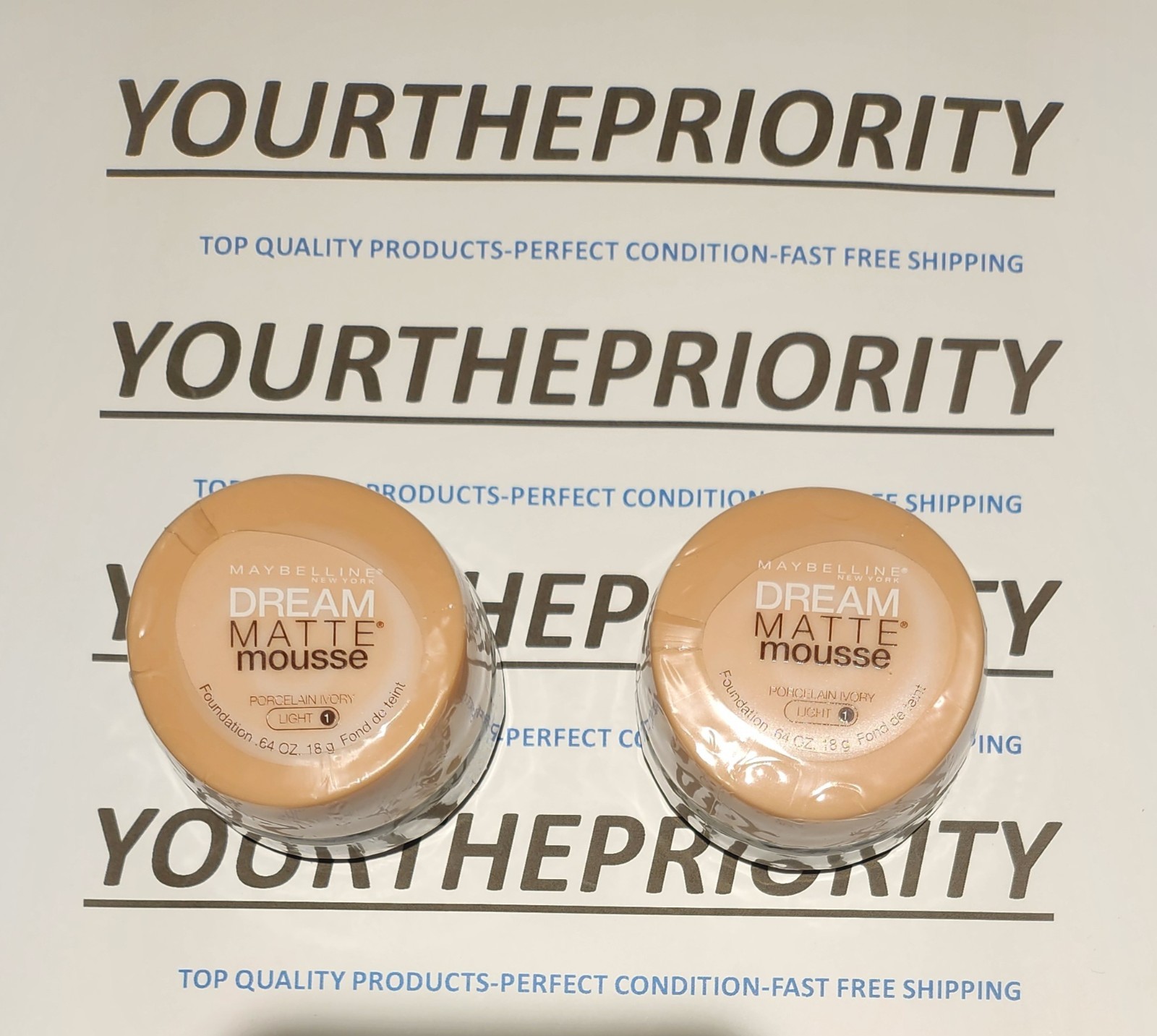 2 PACK MAYBELLINE PORCELAIN IVORY (LIGHT 1) DREAM MATTE MOUSSE FOUNDTN.FREE SHIP