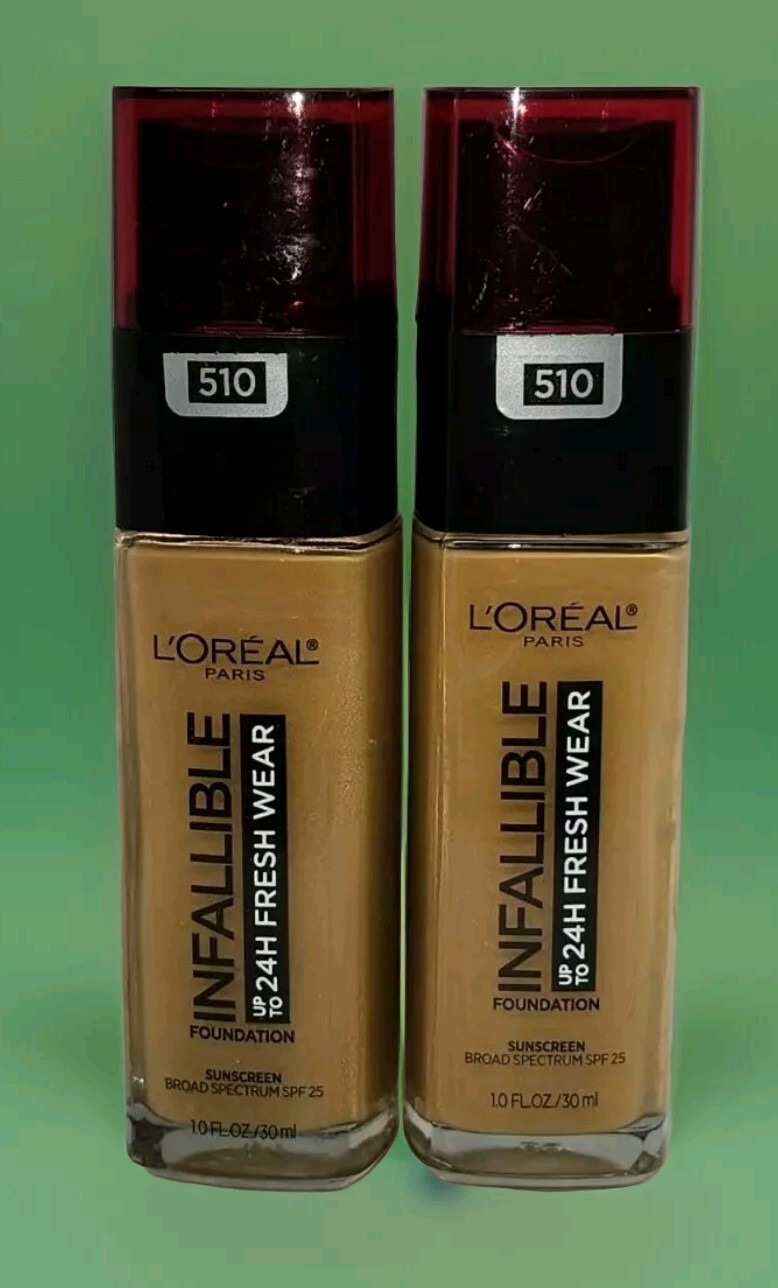 L’Oreal Infallible 24Hr Fresh Wear Foundation 510 Hazelnut 1oz Ea Lot Of 2 Read