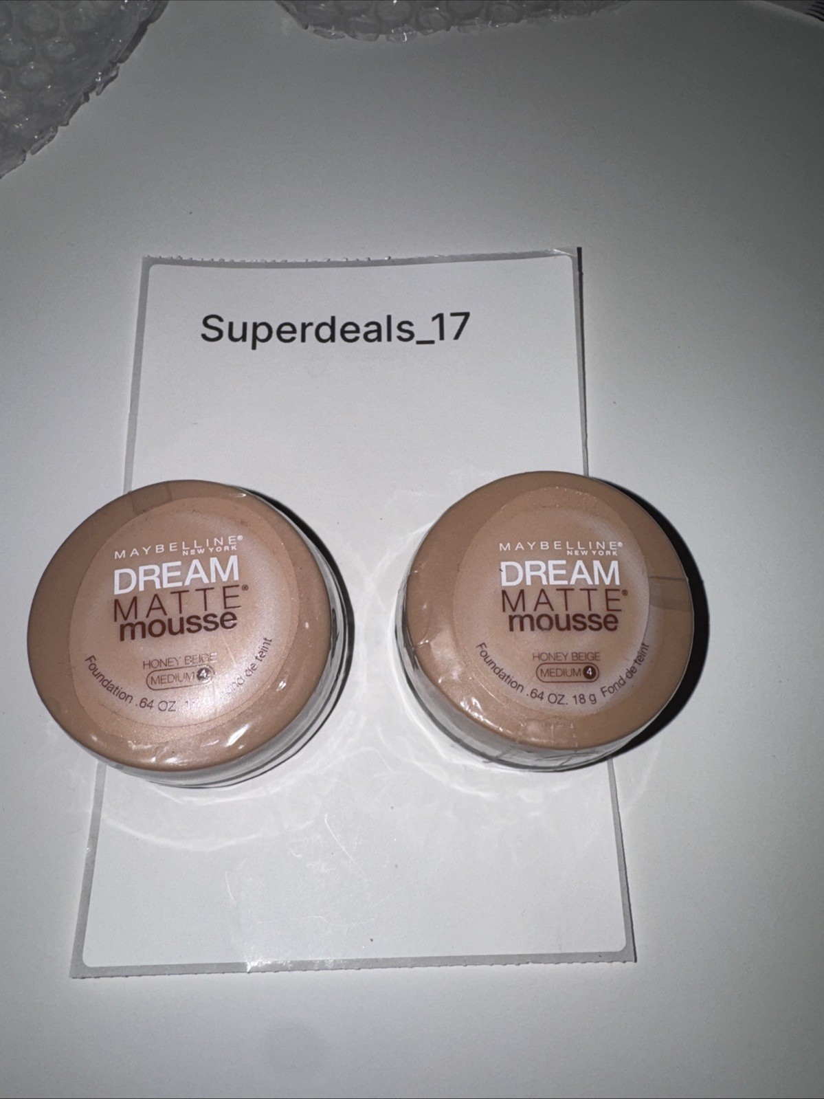2x Maybelline Dream Matte Mousse Foundation HONEY BEIGE Medium 4 – New Sealed
