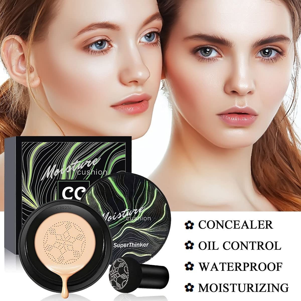 Even Skin Tone CC Cream Foundation with Elastic Sponge – Perfect for Mature Skin