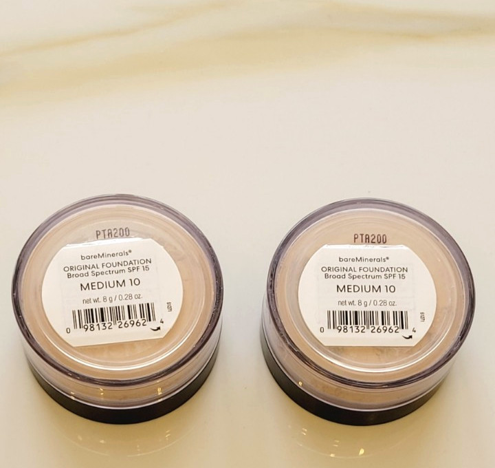 BAREMINERALS ORIGINAL POWER FOUNDATION MEDIUM 10 TWO CONTAINERS