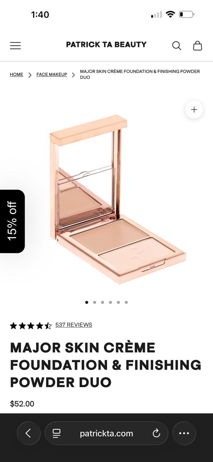 PATRICK TA Major Skin Crème Foundation & Finishing Powder Duo Shade Fair 2