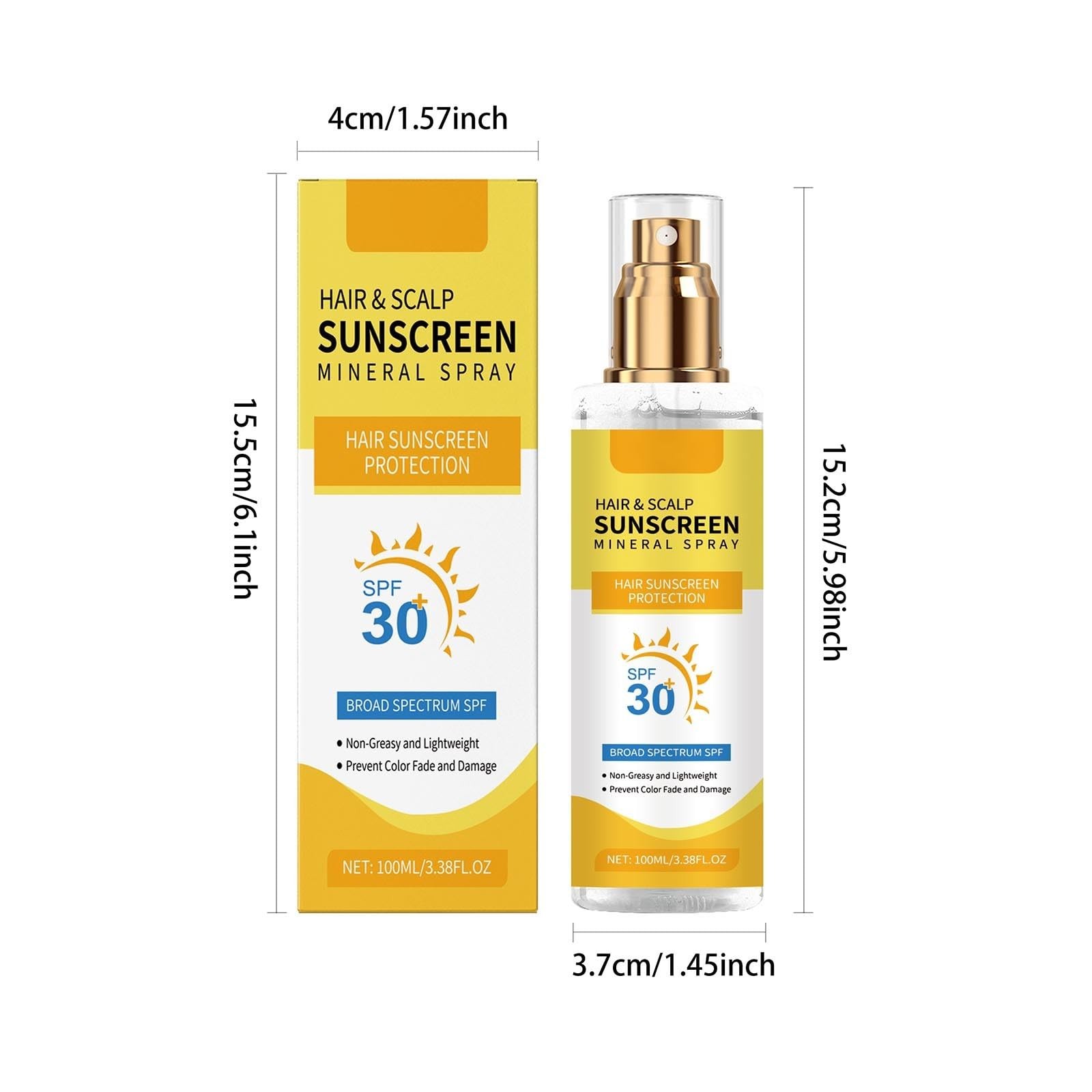 Hair & Scalp Sunscreen Spray SPF 30 | UV Protection 3.38 Fl Oz (Pack of 1)